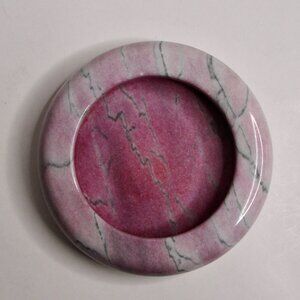 Vintage Pink Gray Marble Ashtray Trinket Jewellery Dish Candle Holder Decor